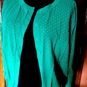 Woman Within Green Cotton Sweater cardigan